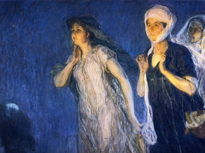 painting of three Marys at the tomb